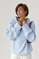 В'заний светр-поло вільного крою - блакитний цвет, ONE SIZE