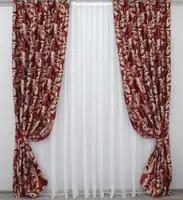 Комплект штор (2шт. 1х2,7м.) блекаут-софт, колекція "Лілія". Колір бордовий із золотистим. Код 062ш(А) 31-544
