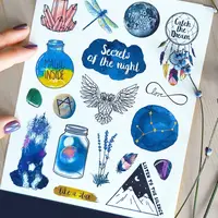 Набор наклеек A5, стикеры для блокнотов, дневников, телефонов и ноутбуков Secrets of night