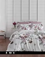 Полуторное Турецкое Постельное Белье First Choice Cotton Serra Powder Сатин 160х220см
