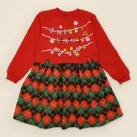 Сукня дитяча в клітку з тканини з начосом Christmas