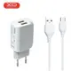Сетевое зарядное устройство с кабелем USB - MicroUSB XO L35D 2USB/2.1A Белый