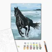 Картина по номерам "Чорний кінь" 48x60 см.