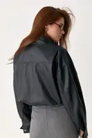 Укорочена куртка-бомбер із м'якої екошкіри - чорний колір, ONE SIZE