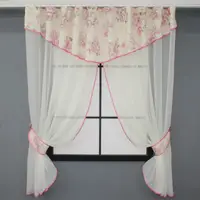 Кухонный комплект, (270х170см.) шторки с ламбрекеном. Цвет молочный с розовым. Код 084к 52-0848