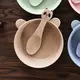 Тарелка с ложкой Lesko A228 Panda Beige из пшеничной соломы для детей
