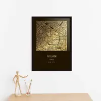 Постер "Милан / Milano" фольгированный А3, Черный-золотой, А3, английский