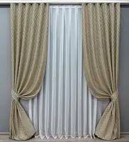 Комплект штор (2шт. 1,5х3м.) жакард, колекція "RUBI". Колір сіро-бежевий. Код 1760ш 33-0719