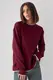 Жіночий лонгслів oversize з контрастною окантовкою по краях - бордо цвет, S