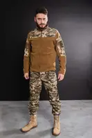 Кофта флисовая мужская военная тактическая с липучками под шевроны Пиксель 8155 50 размер койот