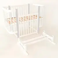 Кроватка Наталка детская МИЯ деревянная опускная боковина бук. Gray and white (123588)