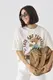 Oversize футболка з принтом ведмедика - кремовий цвет, ONE SIZE
