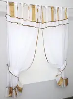 Кухонний комплект, (280х170см.) шторки з ламбрекеном і підхватами. Колір білий з коричневим. Код 085к 59-681