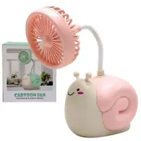 Вентилятор "Улитка", встроенный аккумулятор, USB кабель, в коробке (Розовый)