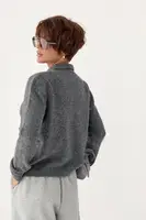 Тепла кофта-поло з накладним карманом - темно-сірий колір, ONE SIZE