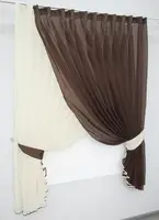Кухонний комплект (300х200см.), шторки з підв'язками "Дует". Колір венге з бежевим. Код 060к 59-952