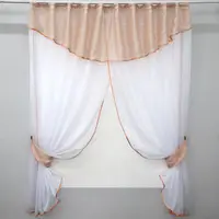Кухонный комплект, (270х170см.) шторки с ламбрекеном и подхватами. Цвет персиковый с белым. Код 084к 52-0108