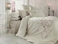Butterfy bej сатин з вишивкою. Євро розмір. Dantela vita Туреччина.