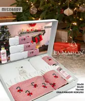 Набор полотенец новогодний La Maison c ароматом Miscandy Ekru (3 шт)