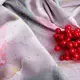 Ткань плательная атлас шелк люрекс Полоса корал