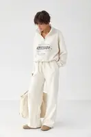 Теплий спортивний костюм із принтом - кремовий цвет, L/XL