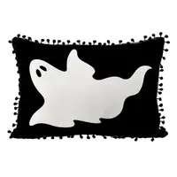 Подушка из мешковины с помпонами Привид 45x32 см (43PHBP_24S007)