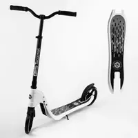 Самокат двухколесный Best Scooter складной, PU колеса, широкий велосипедный руль. Black and White (105380)