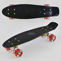 Скейт Пенни борд Best Board со светящимися PU колёсами Black-Red (74193)