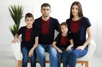 Семейный комплект вышитых футболок S-4 3XL