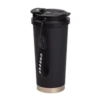 Термокружка Coffee из нержавеющей стали с ремешком 500 мл черная HP-14-17B