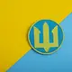 Шеврон на липучке Тризуб 8 см бирюза вышитый патч нашивка