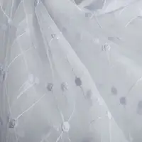 Тканина тюль фатин з вишивкою біла