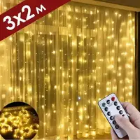 USB гирлянда штора 3х2 м (теплый белый) светодиодная с пультом Гирлянды от повербанка 200 LED диодов