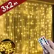 USB гирлянда штора 3х2 м (теплый белый) светодиодная с пультом Гирлянды от повербанка 200 LED диодов