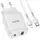 Адаптер сетевой HOCO Type-C to Lightning Cable Favor dual port N5 |1USB/1Type-C, PD20W/QC3.0, 3A| (Safety Certified)