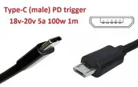Кабель-переходник триггер PD 19.5v Type-C for Dell Venue 11 (max 5a, 100w) на micro USB 1m з USB Type-C (male) Power Delivery PD тригер (A class) 1 день гар.