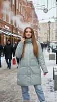 Куртка женская зимняя мятного цвета П972