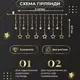 Гирлянда штора 3х0,7 м Звезды на 108 LED лампочек светодиодная 6 больших и 6 маленьких звезд 9 В 8 режимов 1733056Y