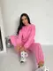Костюм из микровельвета AO207 Розовый Oversize XL-3XL