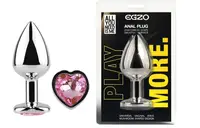 Анальная пробка с кристаллом EGZO - Silver Heart Plug Pink size M