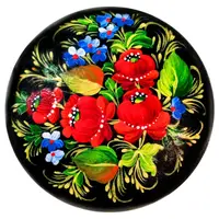 Дерев'яна шкатулка кругла з петриківським розписом 9.5*5 см Гранд Презент Шк-Лір-М-49