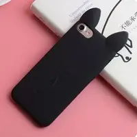 Силиконовый чехол для iPhone SE 2022/ 2020/ 8/ 7 - Ушки Кошки CoCo Cat, Черный