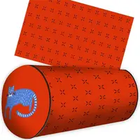 Подушка валик Синий кот на красном фоне 42x18 см