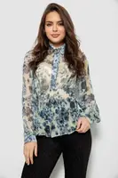 Блуза женская с принтом шифоновая, цвет серый, 230R1502-1