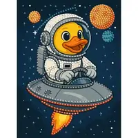 Набор с алмазной мозаикой (ВЫБОРОЧНАЯ) "Утка в космосе" 15x20см