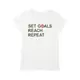 Футболка женская "Set Goals Reach Repeat", Белый, XXL, английский