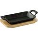 Форма чугунная с деревянной подставкой прямоугольная MasterPro Cook & share BGMP-3807-4 17х10 см черная