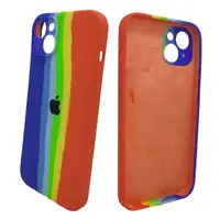 Силиконовый чехол для iPhone 13 - Rainbow, Разноцветный / Синий