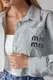 Вкорочена сорочка у смужку з написом Miu Miu - м'ятний цвет, S
