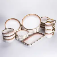 Столовый сервиз на 6 персон из фарфора 32 предмета Золотой HP-26-13GOLD